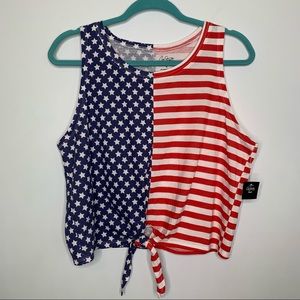 City Streets red shore blue American crop top sleeveless tank